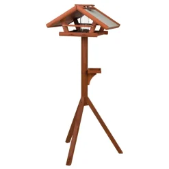 TRIXIE natura Futterhaus mit Ständer & Silo, Kiefernholz, braun | 55 x 27 x 53 cm