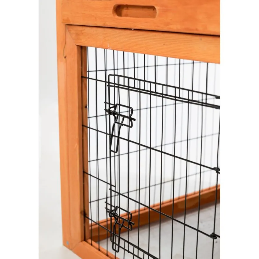 TRIXIE natura Kleintierstall mit Freilaufgehege, braun | 116 x 97 x 63 cm