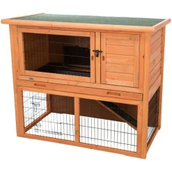 TRIXIE natura Kleintierstall mit Freilaufgehege, braun | 116 x 97 x 63 cm