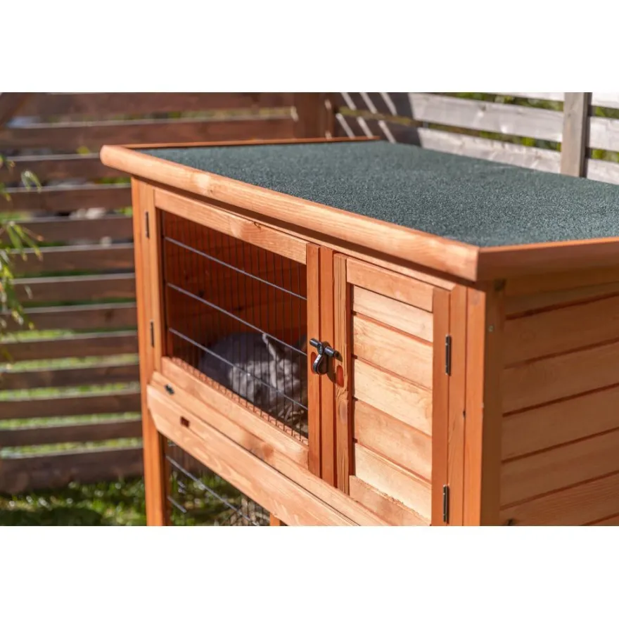 TRIXIE natura Kleintierstall mit Freilaufgehege, braun | 116 x 97 x 63 cm