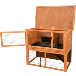 TRIXIE natura Kleintierstall mit Freilaufgehege, braun | 116 x 97 x 63 cm