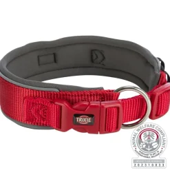 TRIXIE Premium Halsband, extra breit, rot/grafit | L–XL: 53-62 cm/50 mm