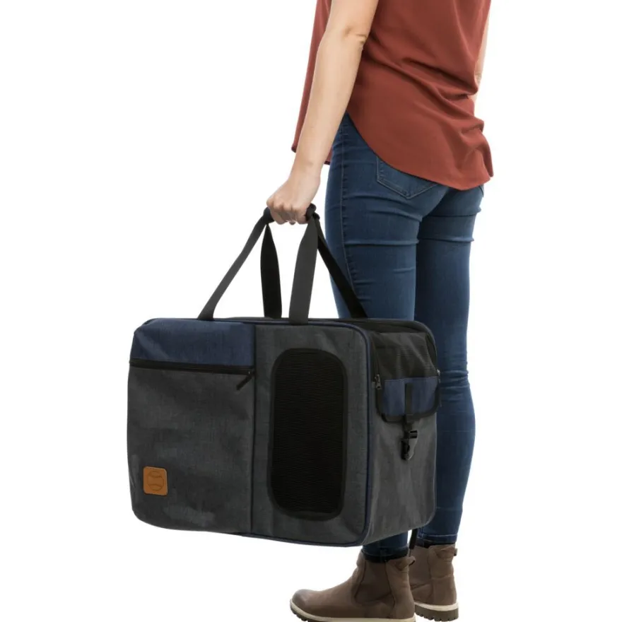 TRIXIE Rucksack & Tasche Tara 2 in 1, grau/blau | 25 x 38 x 50 cm