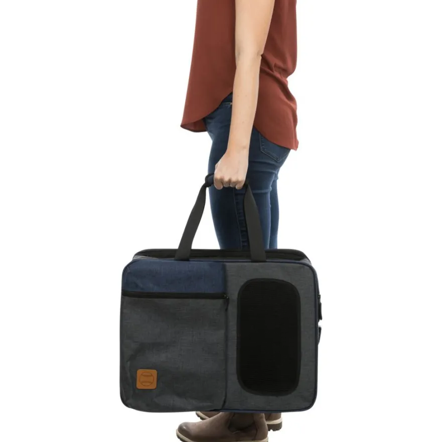 TRIXIE Rucksack & Tasche Tara 2 in 1, grau/blau | 25 x 38 x 50 cm