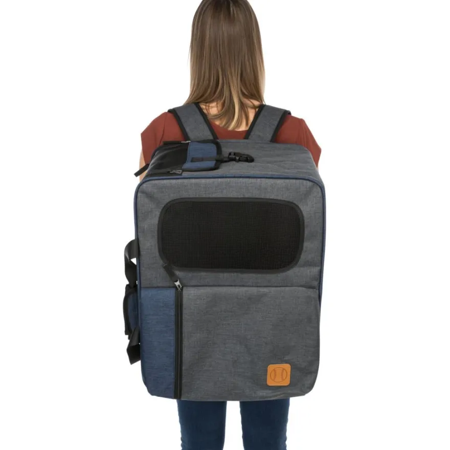 TRIXIE Rucksack & Tasche Tara 2 in 1, grau/blau | 25 x 38 x 50 cm