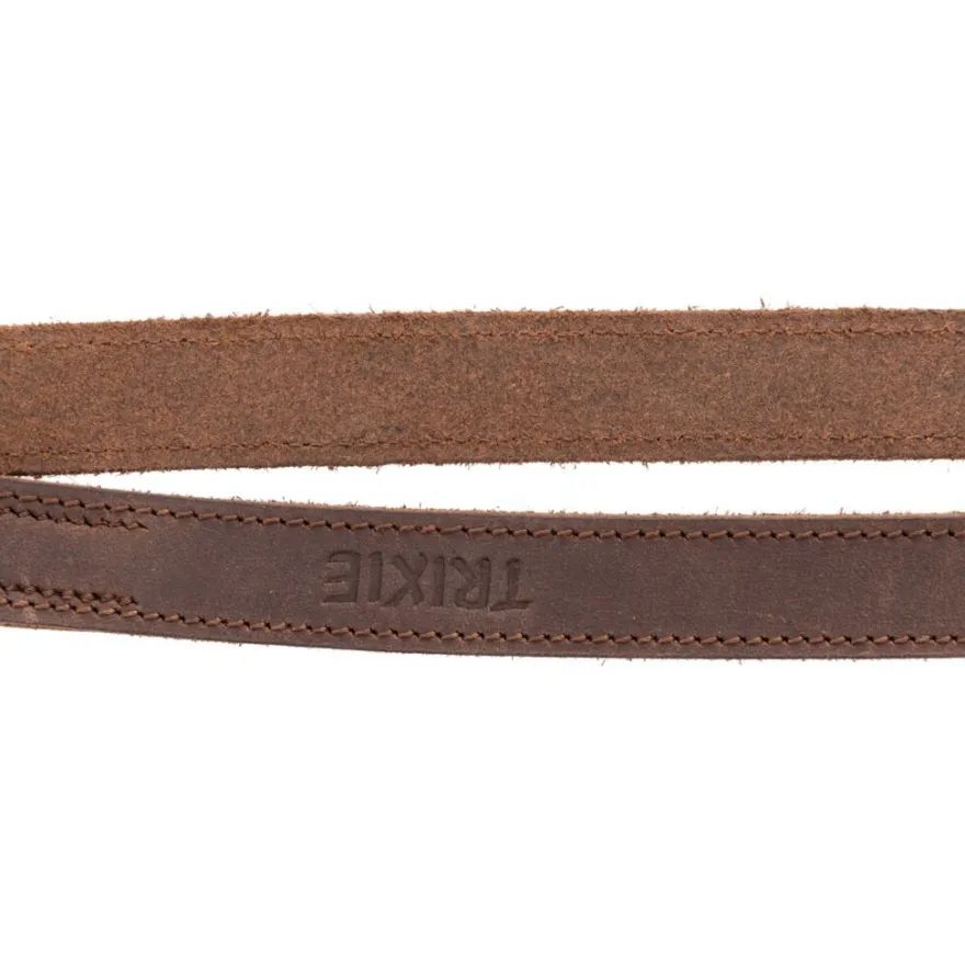 TRIXIE Rustic Fettleder-V-Leine, 2m, dunkelbraun | L–XL: 2.00 m/25 mm