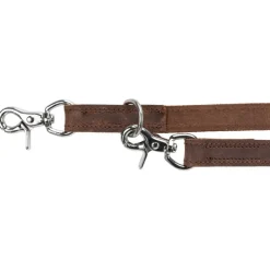 TRIXIE Rustic Fettleder-V-Leine, 2m, dunkelbraun | L–XL: 2.00 m/25 mm