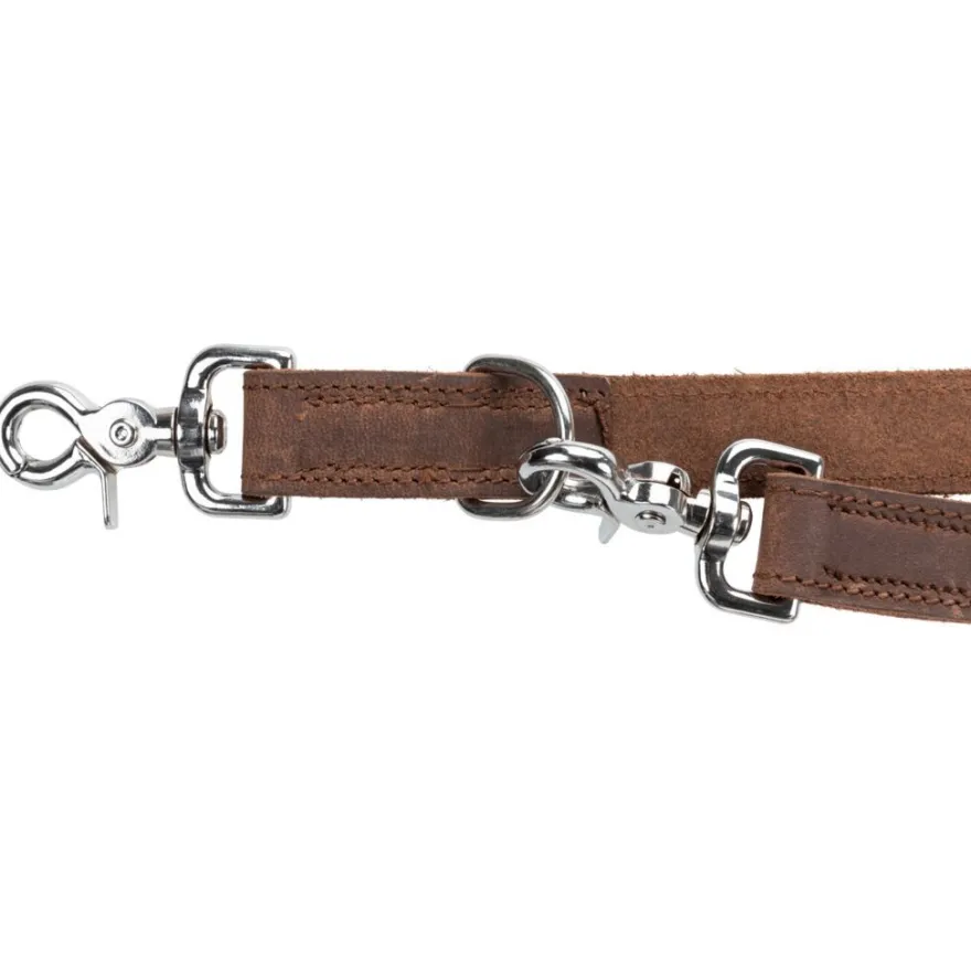 TRIXIE Rustic Fettleder-V-Leine, 2m, dunkelbraun | L–XL: 2.00 m/25 mm