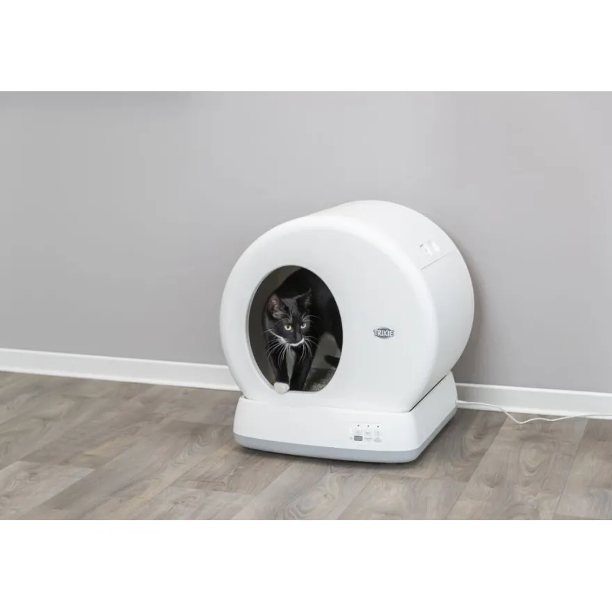 TRIXIE Selbstreinigende Katzentoilette, Kunststoff, weiß | 53 x 55.5 x 52 cm