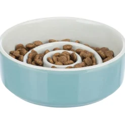 TRIXIE Slow Feeding Keramiknapf, grau/blau | 0,9 l/ø 17 cm