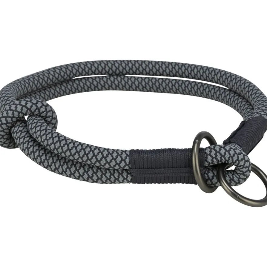 TRIXIE Soft Rope Zug-Stopp-Halsband, schwarz/grau | L: 50 cm/ø 13 mm