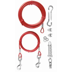 TRIXIE Spannleine mit Laufleine, 15 m, rot