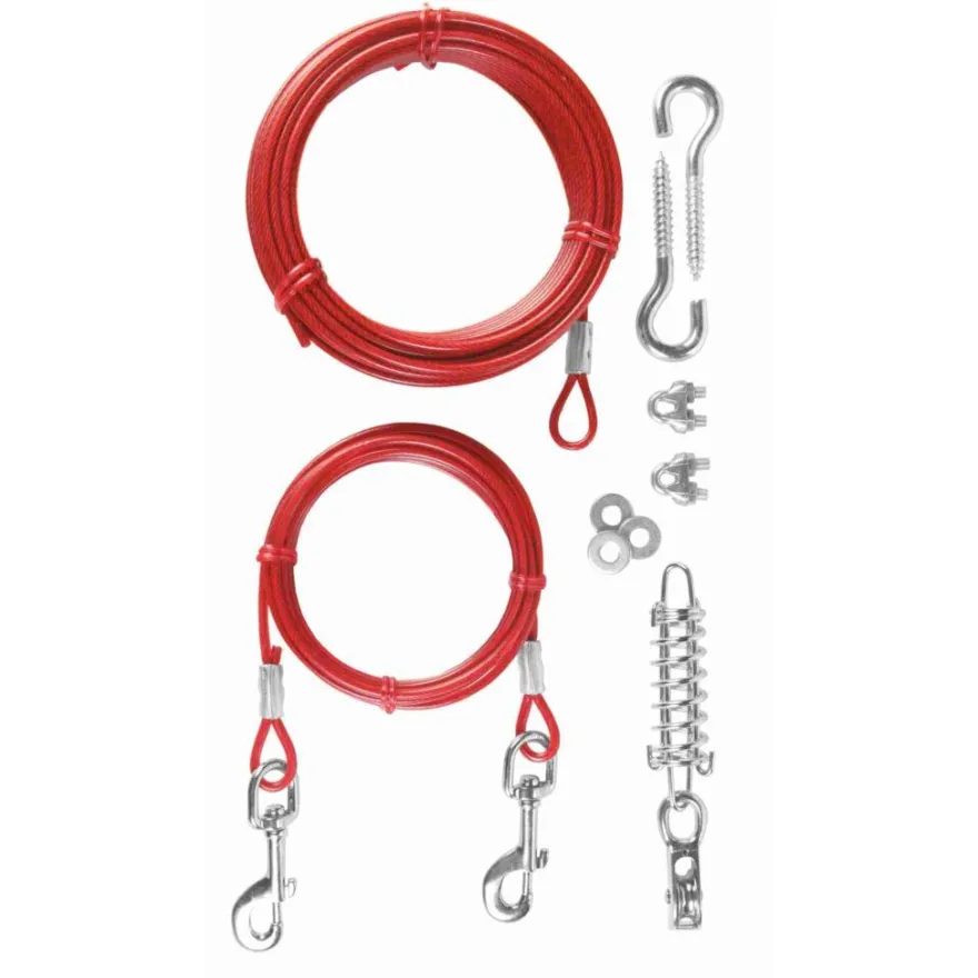 TRIXIE Spannleine mit Laufleine, 15 m, rot