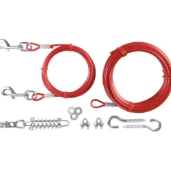 TRIXIE Spannleine mit Laufleine, 15 m, rot