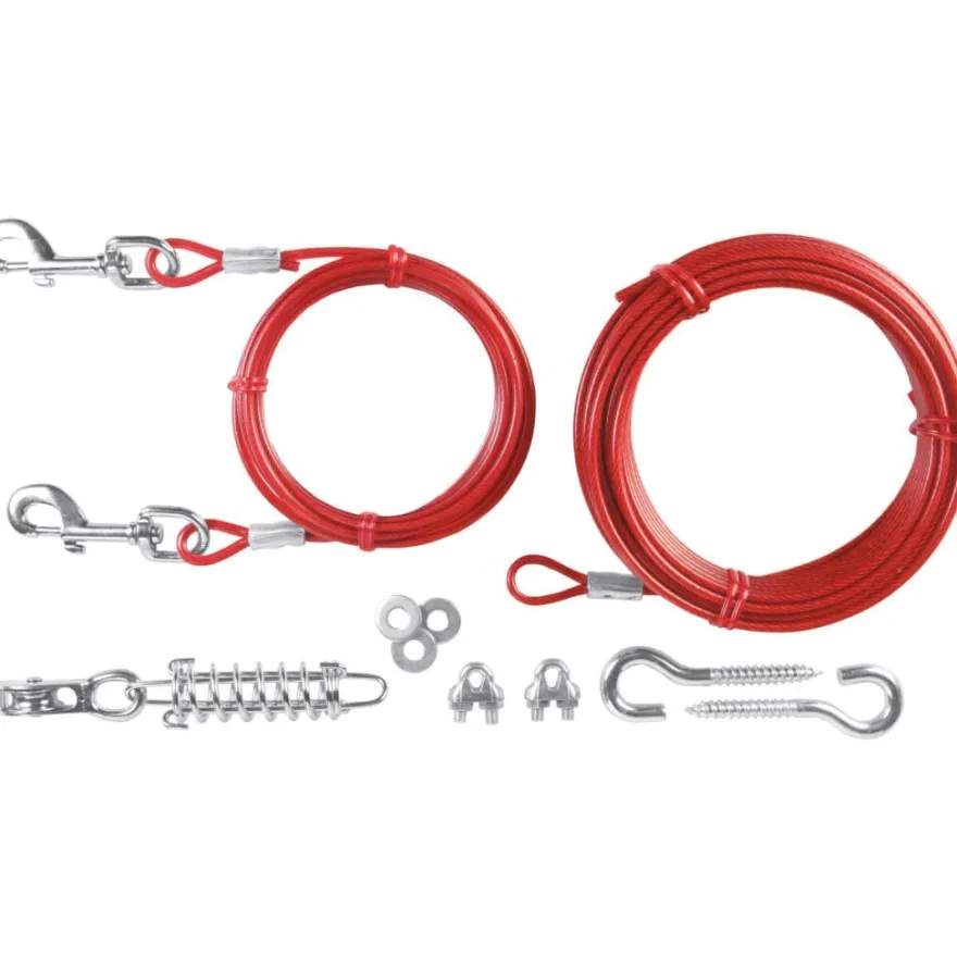 TRIXIE Spannleine mit Laufleine, 15 m, rot
