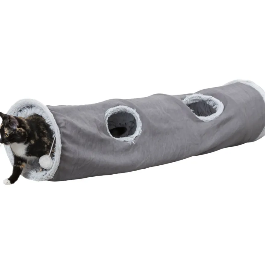 TRIXIE Spieltunnel Harvey, Plüsch, grau | ø 27 x 116 cm