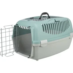 TRIXIE Transportbox Capri 3 Open Top, hellgrau/salbei | 40 × 38 × 61 cm