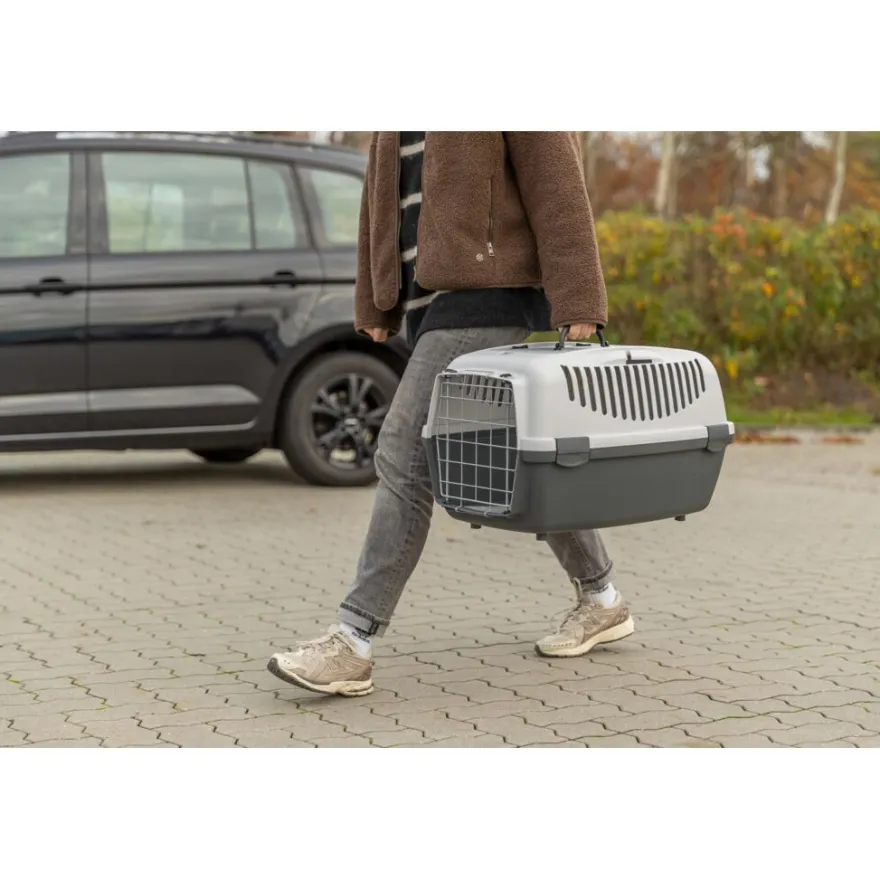 TRIXIE Transportbox Capri 3 Open Top, hellgrau/salbei | 40 × 38 × 61 cm