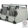 TRIXIE Transportbox, doppelt, Aluminium, silber/hellgrau | M–L: 93 x 64 x 83 cm