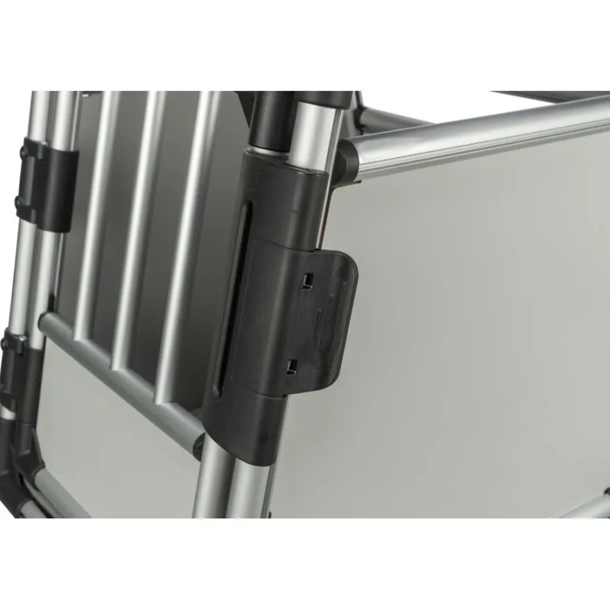 TRIXIE Transportbox, doppelt, Aluminium, silber/hellgrau | M–L: 93 x 64 x 83 cm