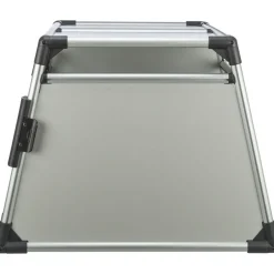 TRIXIE Transportbox, doppelt, Aluminium, silber/hellgrau | M–L: 93 x 64 x 83 cm