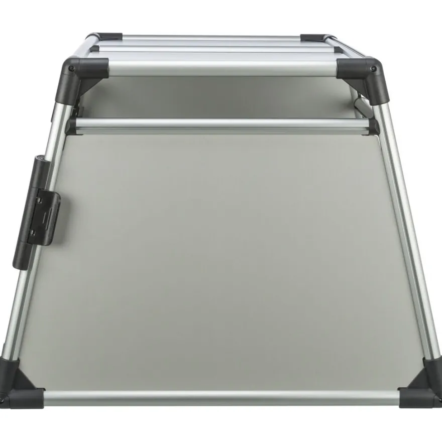 TRIXIE Transportbox, doppelt, Aluminium, silber/hellgrau | M–L: 93 x 64 x 83 cm
