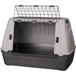 TRIXIE Transportbox Journey, schwarz/grau | S–M: 77 x 51 x 43 cm