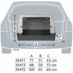 TRIXIE Transportbox Journey, schwarz/grau | S–M: 77 x 51 x 43 cm