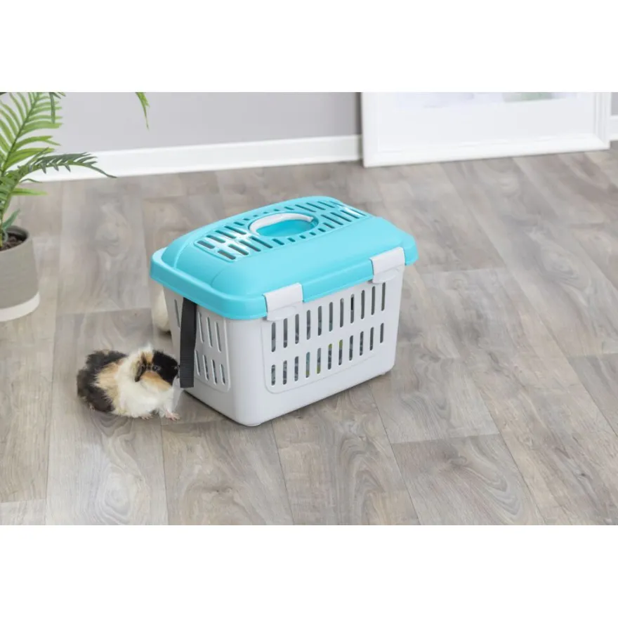 TRIXIE Transportbox Midi-Capri, hellgrau/türkis | 44 × 33 × 32 cm