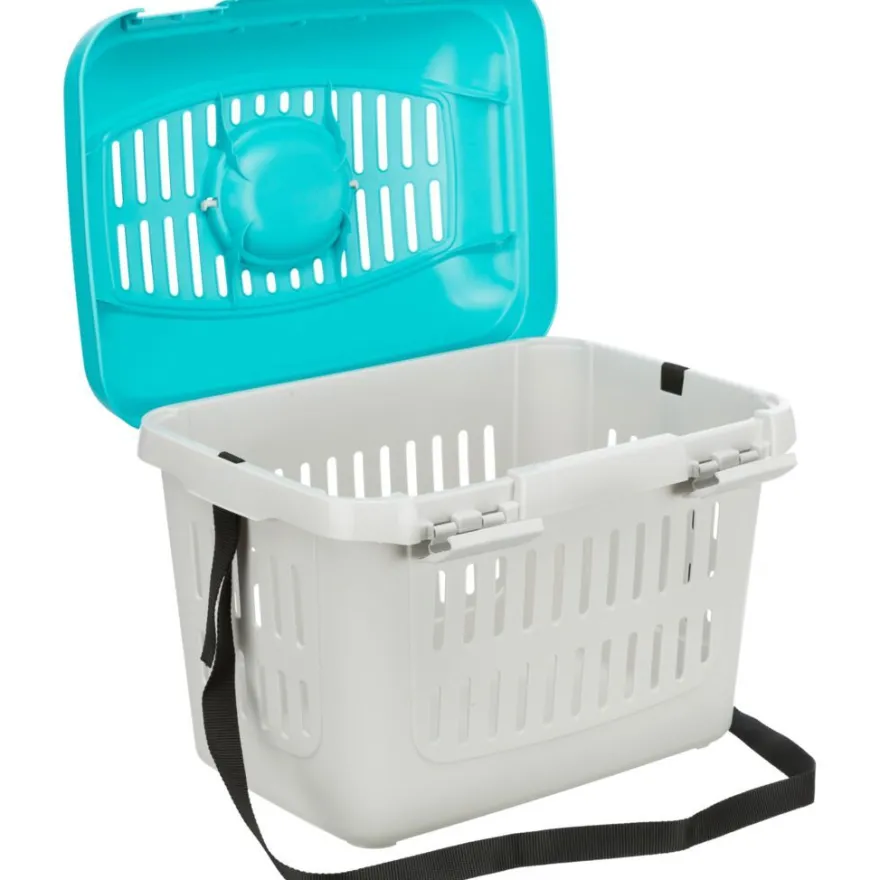 TRIXIE Transportbox Midi-Capri, hellgrau/türkis | 44 × 33 × 32 cm