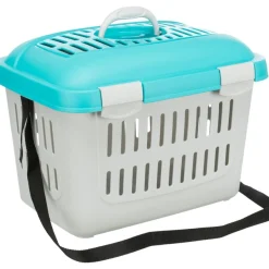 TRIXIE Transportbox Midi-Capri, hellgrau/türkis | 44 × 33 × 32 cm