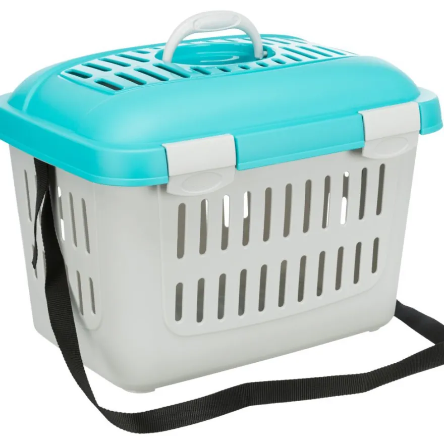 TRIXIE Transportbox Midi-Capri, hellgrau/türkis | 44 × 33 × 32 cm