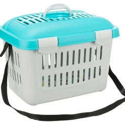 TRIXIE Transportbox Midi-Capri, hellgrau/türkis | 44 × 33 × 32 cm