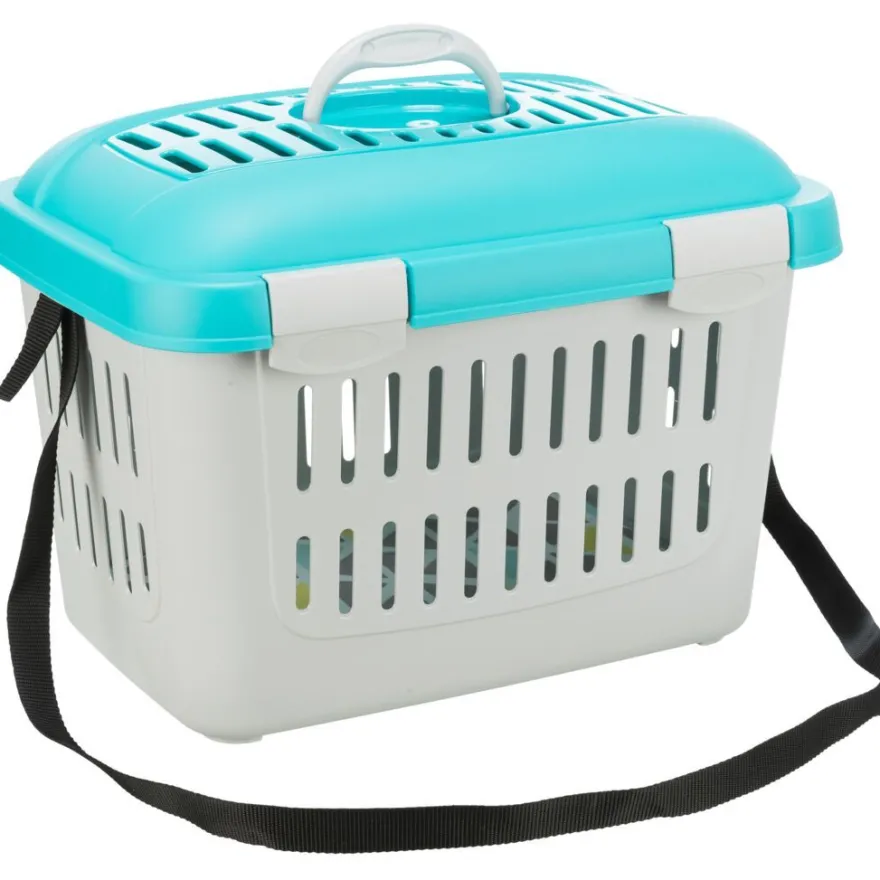 TRIXIE Transportbox Midi-Capri, hellgrau/türkis | 44 × 33 × 32 cm