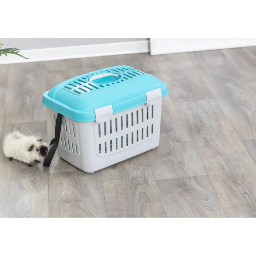 TRIXIE Transportbox Midi-Capri, hellgrau/türkis | 44 × 33 × 32 cm