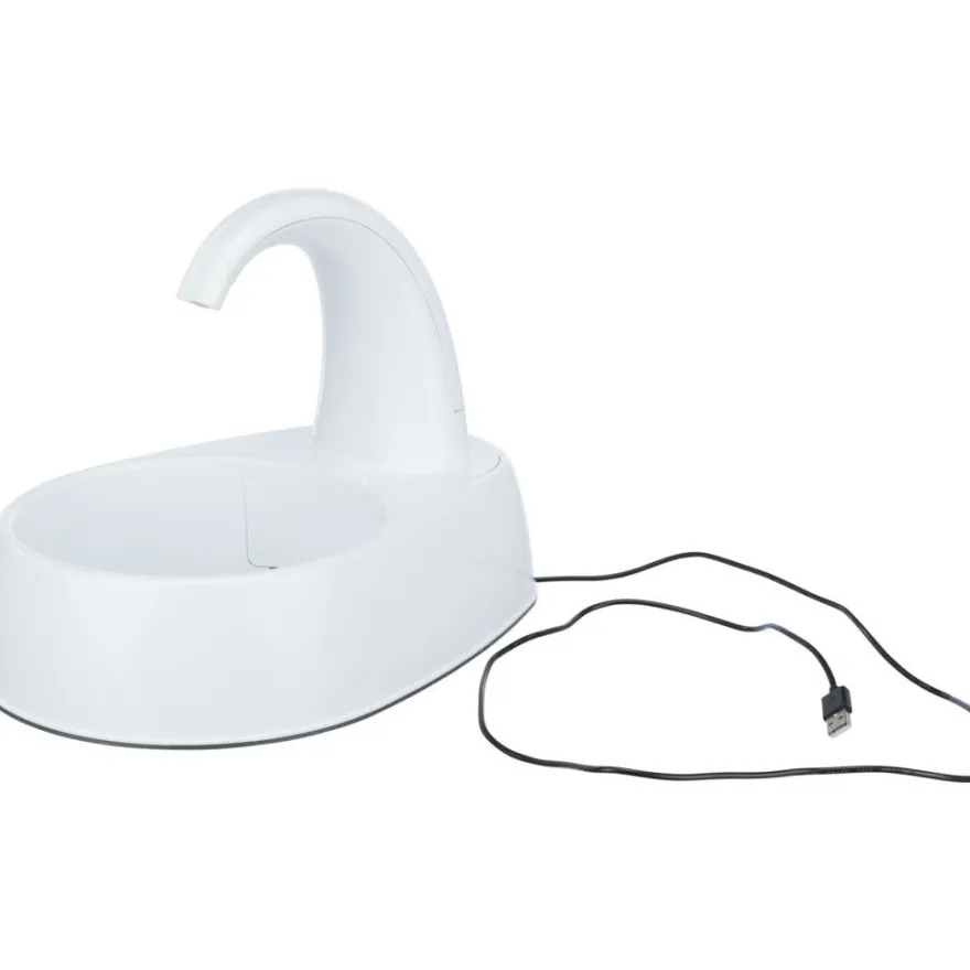 TRIXIE Trinkbrunnen Curved Stream, weiß | 2,5 l/25 × 24,5 × 35 cm