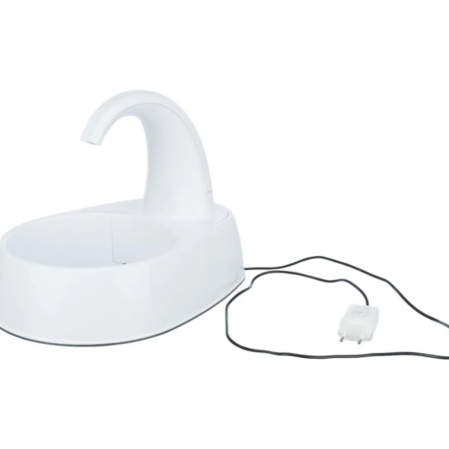 TRIXIE Trinkbrunnen Curved Stream, weiß | 2,5 l/25 × 24,5 × 35 cm