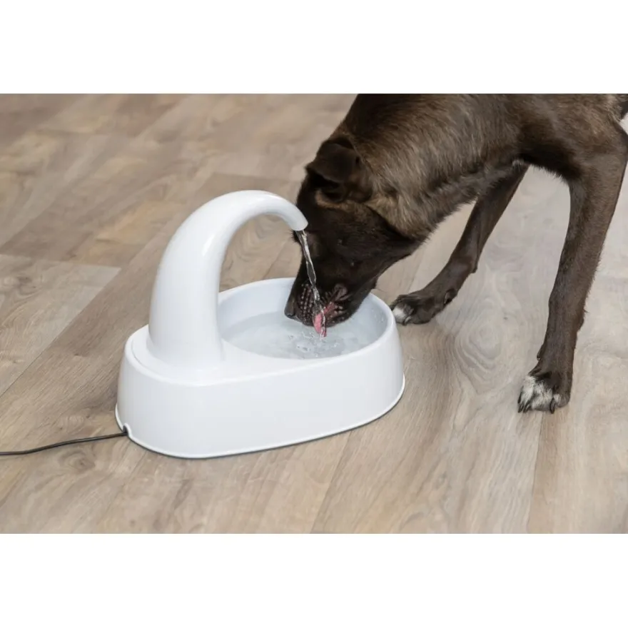 TRIXIE Trinkbrunnen Curved Stream, weiß | 2,5 l/25 × 24,5 × 35 cm