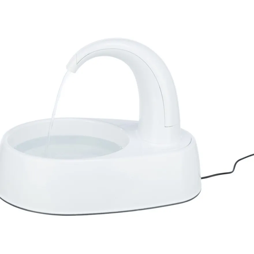 TRIXIE Trinkbrunnen Curved Stream, weiß | 2,5 l/25 × 24,5 × 35 cm