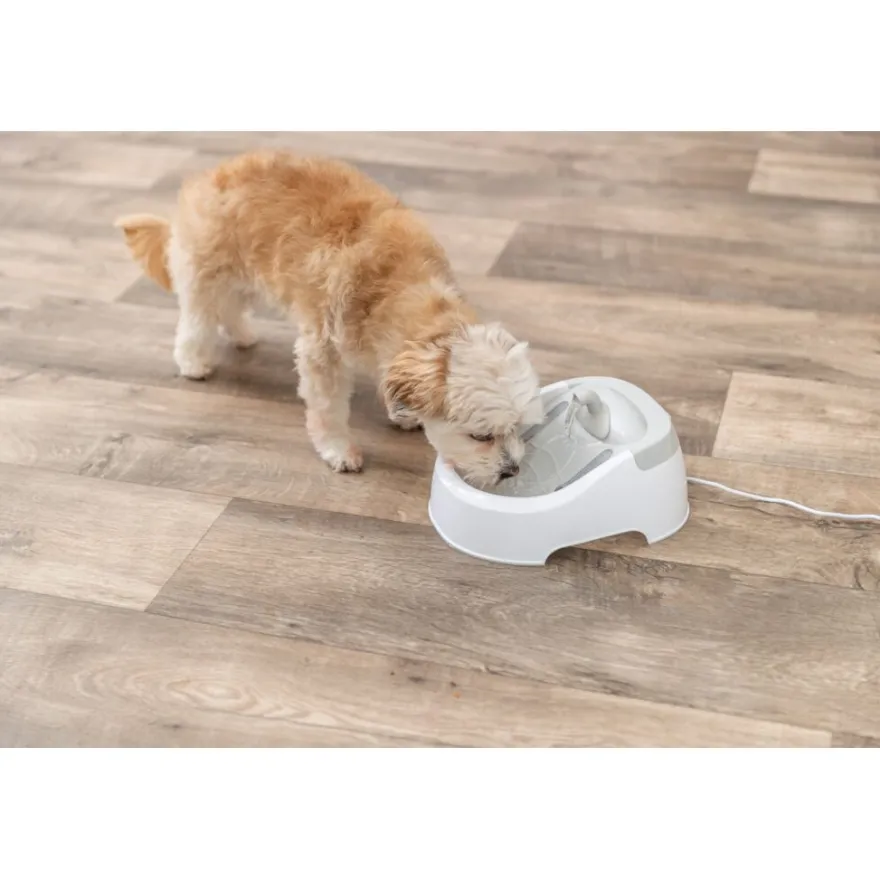 TRIXIE Trinkbrunnen Duo Stream, weiß/grau | 1 l/20 × 12 × 23 cm