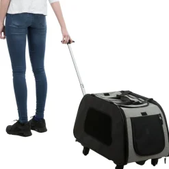 TRIXIE Trolley, abnehmbares Fahrgestell, schwarz/grau | 34 x 43 x 67 cm