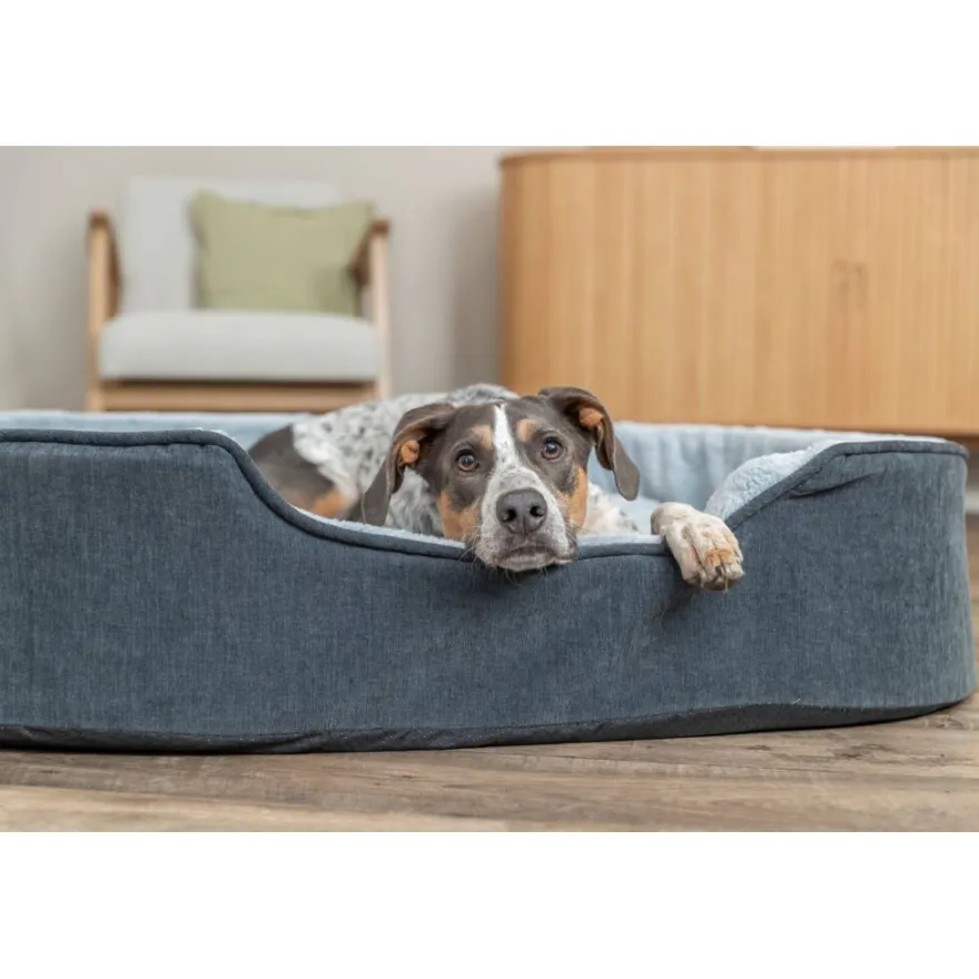 TRIXIE Vital Bett Lino Soft, oval, grau/hellgrau | 60 x 45 cm