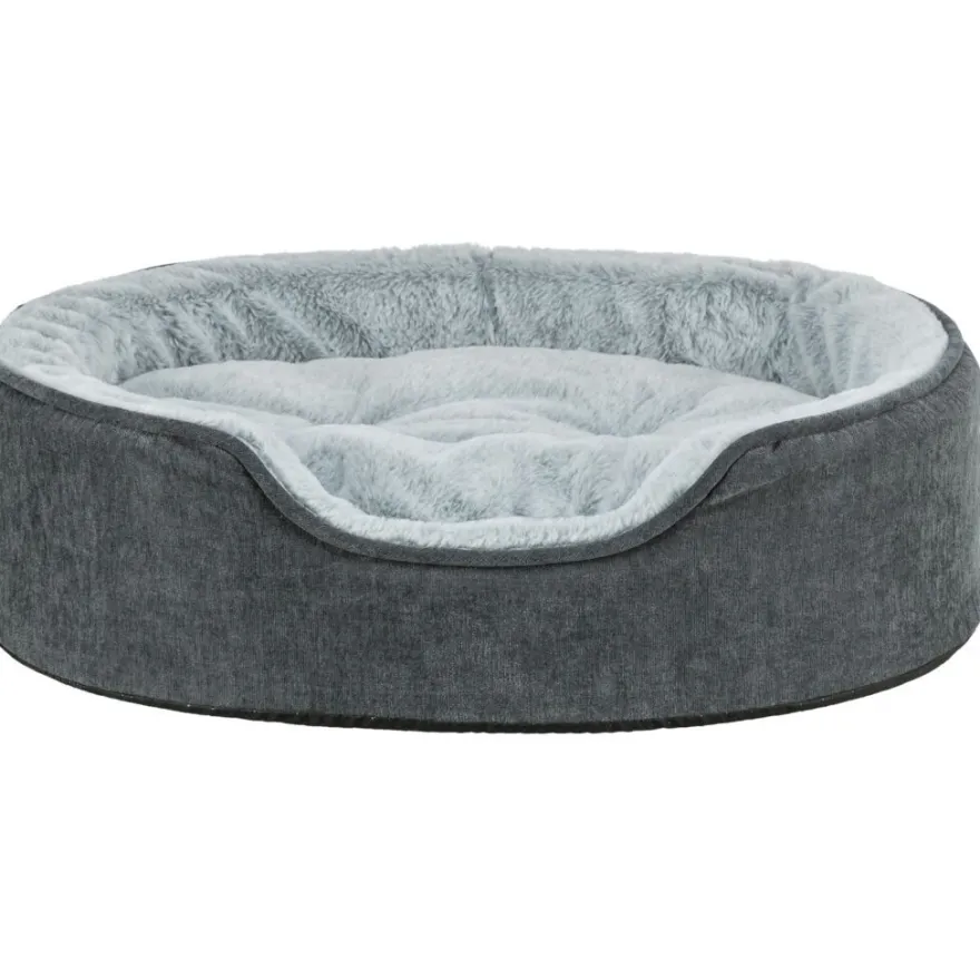 TRIXIE Vital Bett Lino Soft, oval, grau/hellgrau | 60 x 45 cm