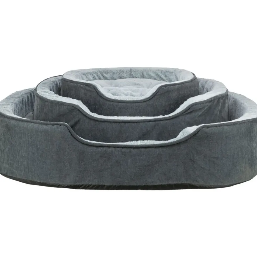 TRIXIE Vital Bett Lino Soft, oval, grau/hellgrau | 60 x 45 cm