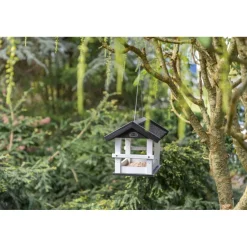 TRIXIE Vogelfutterhaus zum Aufhängen, schwarz/weiß | 36 × 25 × 25 cm