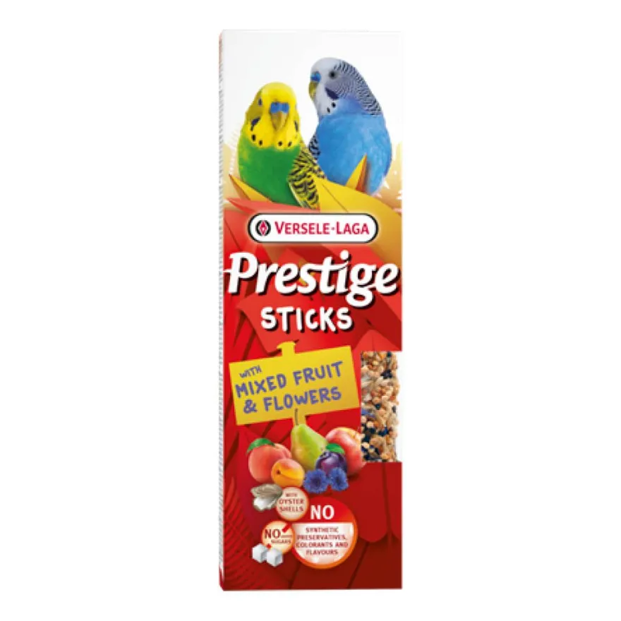 Versele Laga Prestige Sticks Kleinsittiche mit gemischten Früchten & Blüten - 2 Stück | 60 g