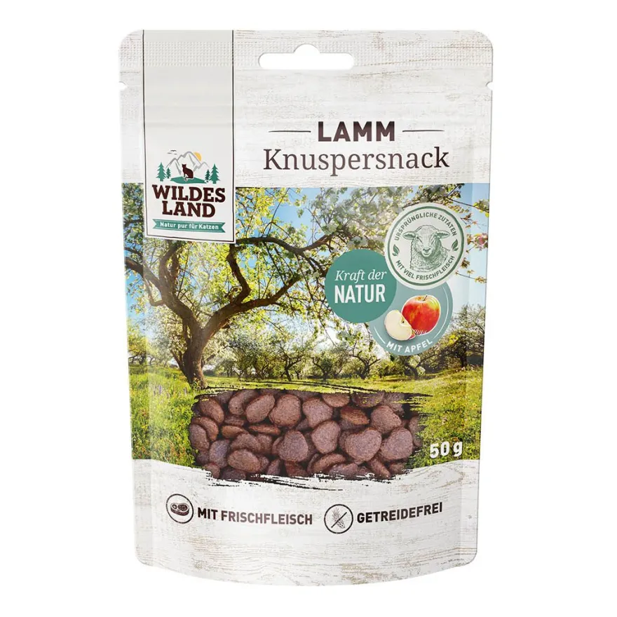 Wildes Land Cat - Knuspersnack - Lamm mit Apfel | 50 g